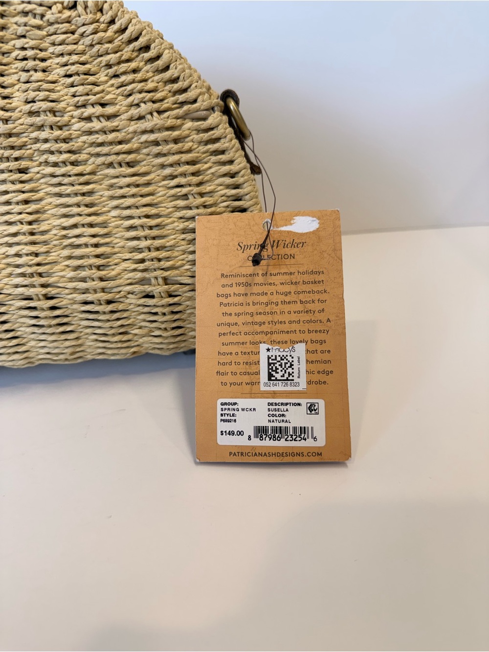 Patricia Nash Vintage Style Susella Wicker Crossbody Bag Natural Straw /Leather - Picture 6 of 10